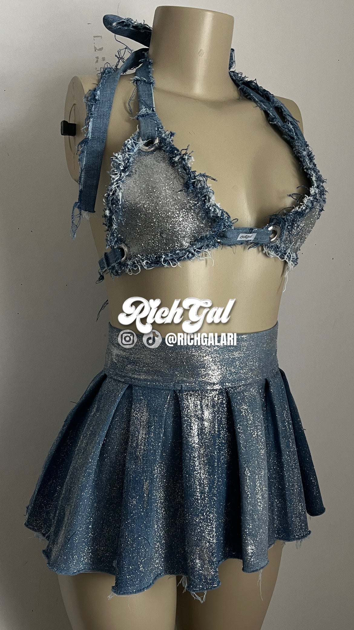 Glitter Bra and Skirt Set