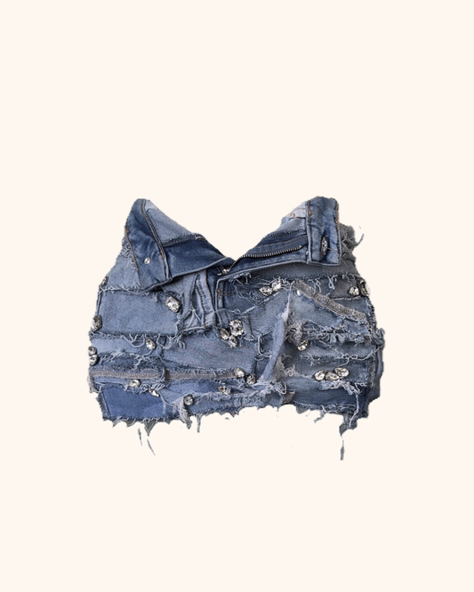 RICHGAL DIAMOND DENIM SKIRT