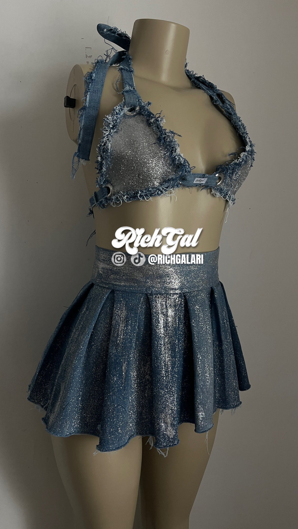 Glitter Bra and Skirt Set