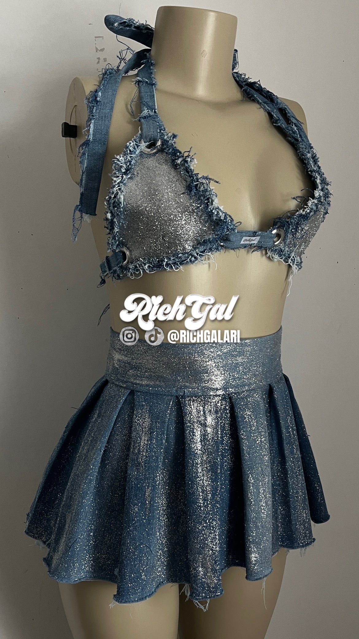 Glitter Bra and Skirt Set