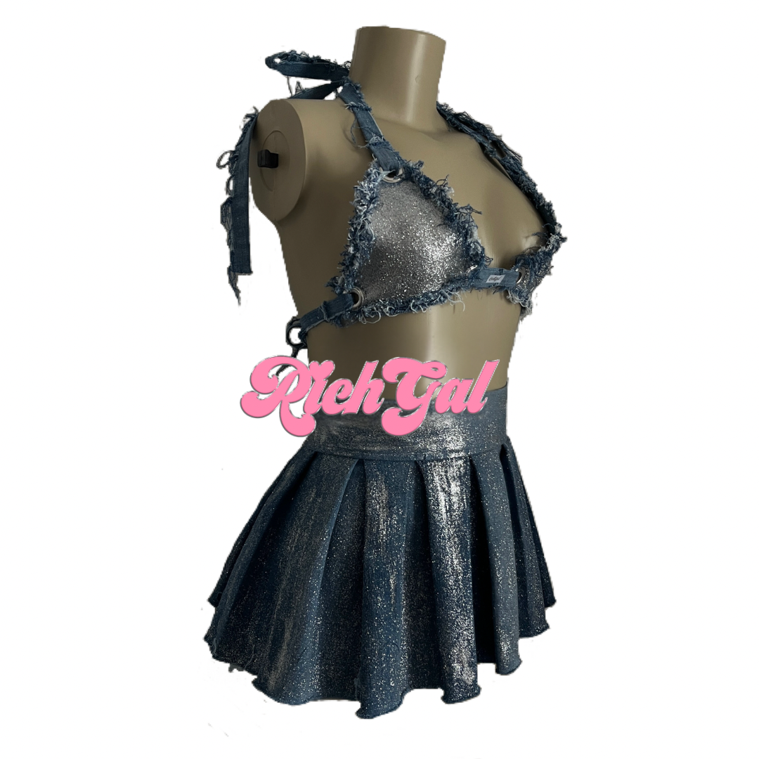 Glitter Bra and Skirt Set