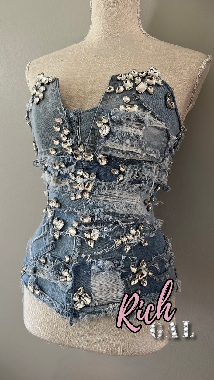 RichGal Diamond Denim Corset