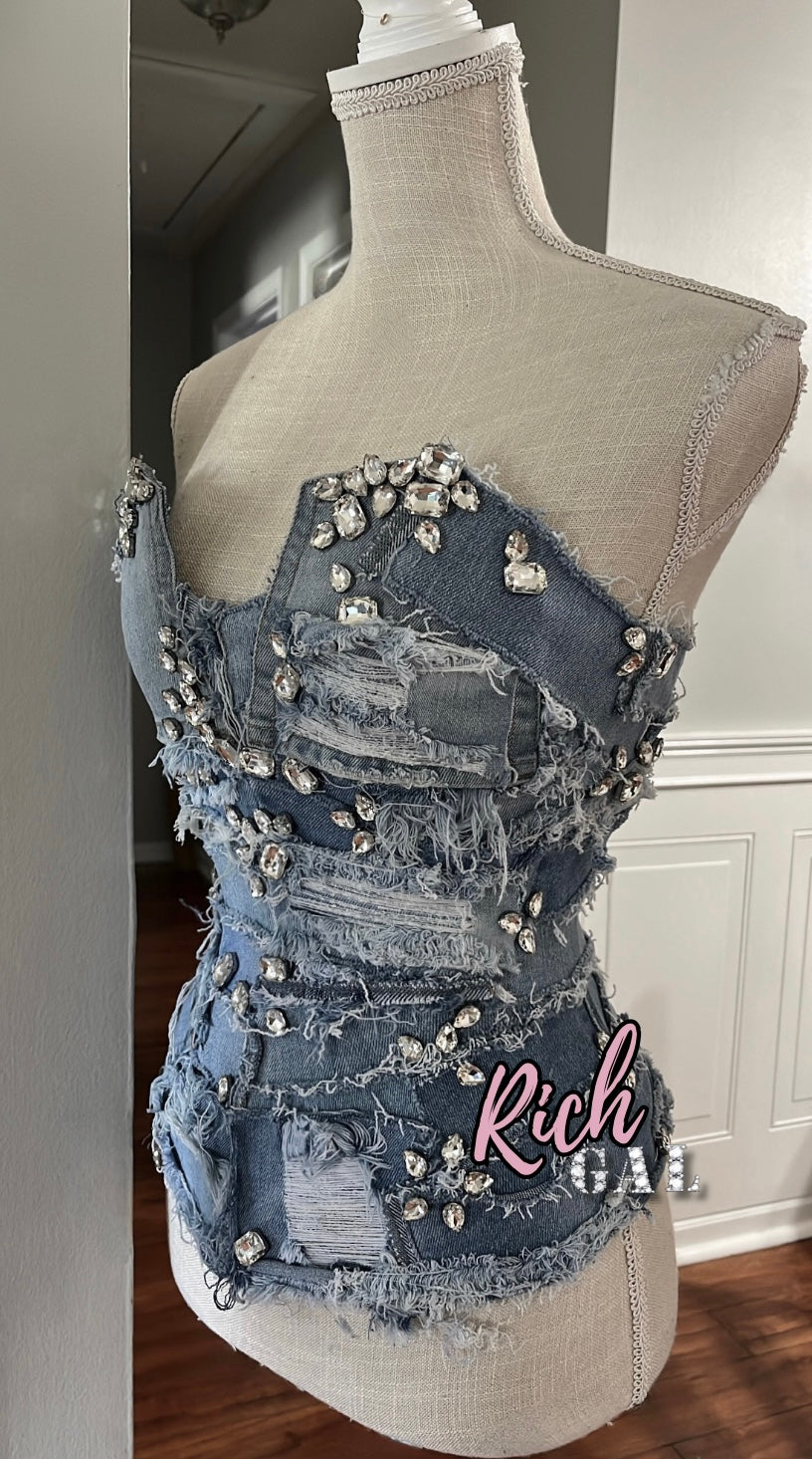 RichGal Diamond Denim Corset