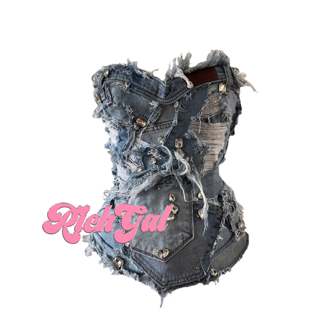 RichGal Diamond Denim Corset