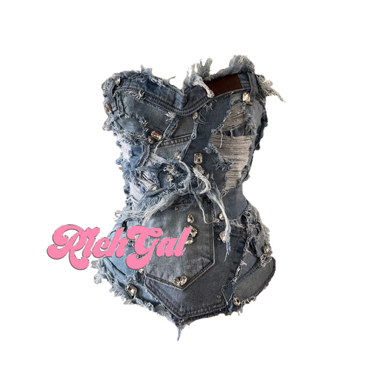 RichGal Diamond Denim Corset