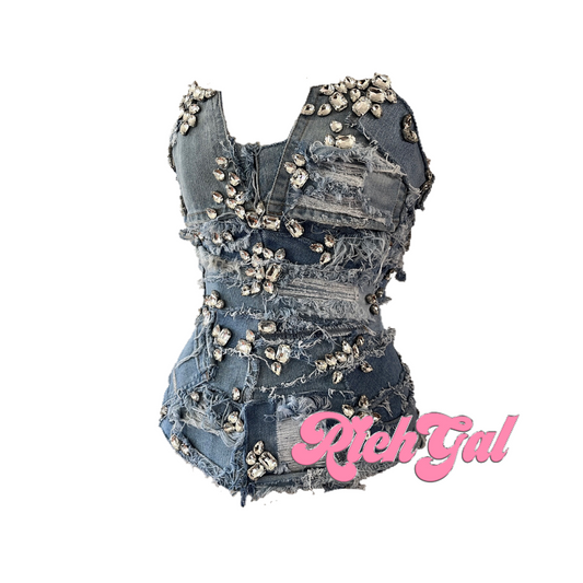 RichGal Diamond Denim Corset