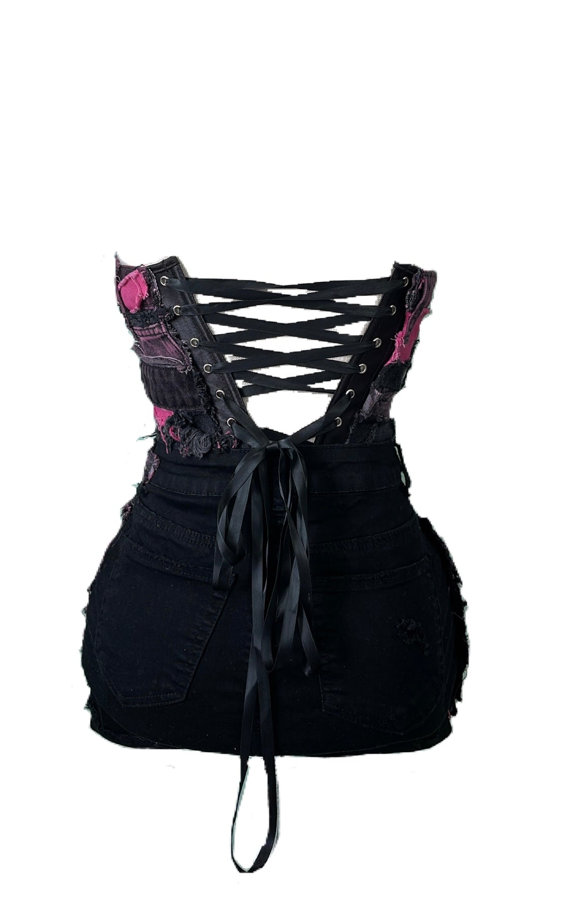 Black and Hot Pink RichGal Denim Corset